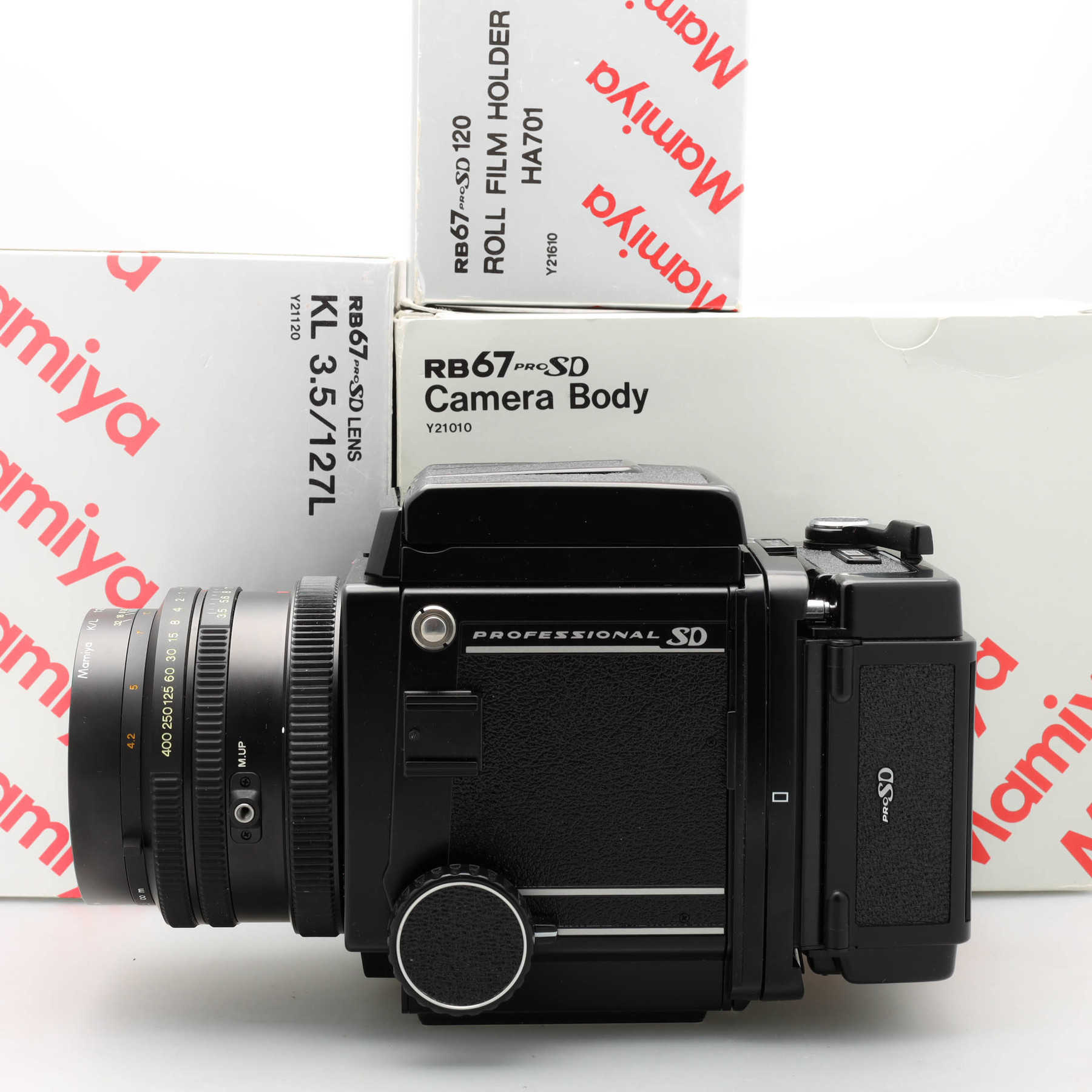 Mamiya RB67 Pro SD ボディー フイルムホルダー 予備枠付き Mamiya RB67 PRO SD Pack w/KL 127mm F3.5L 120 Roll Film Holder